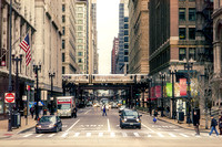 Downtown Chicago Street-trains scene-